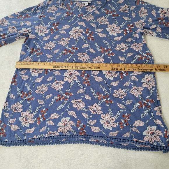 J Jill Top Tunic Women’s Floral Patchwork Print Tank Pink Blue Size L Cottage - Picture 11 of 16